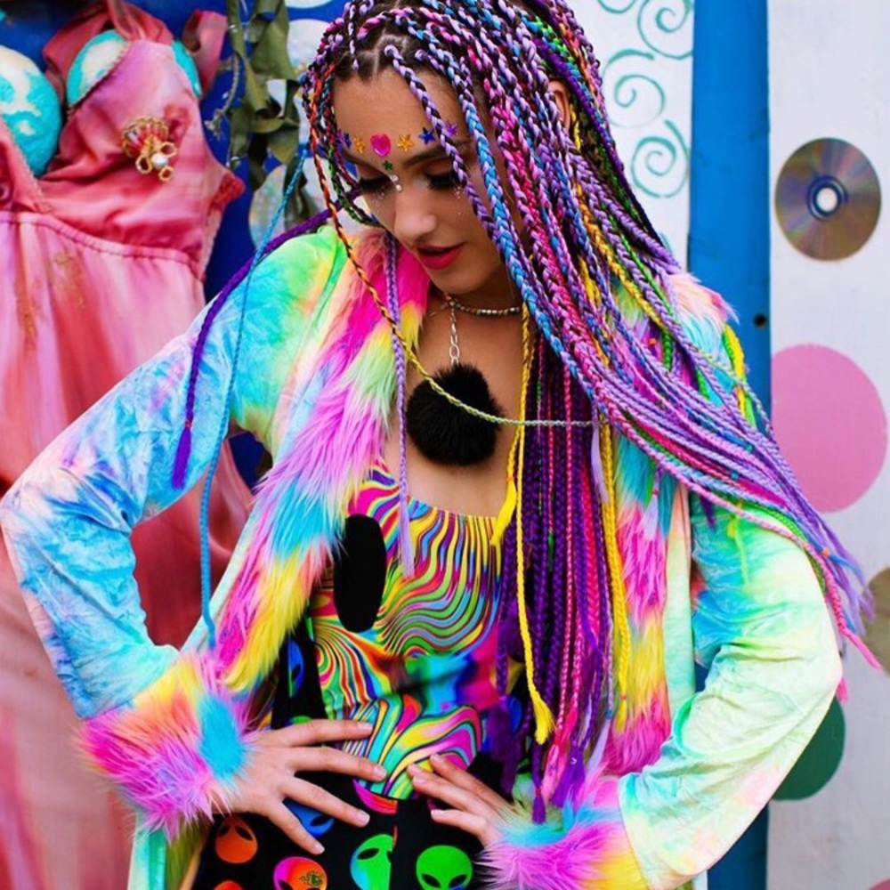 🌟ISO Rainbow Velvet Fur Jacket🌟 - Picture 2 of 4